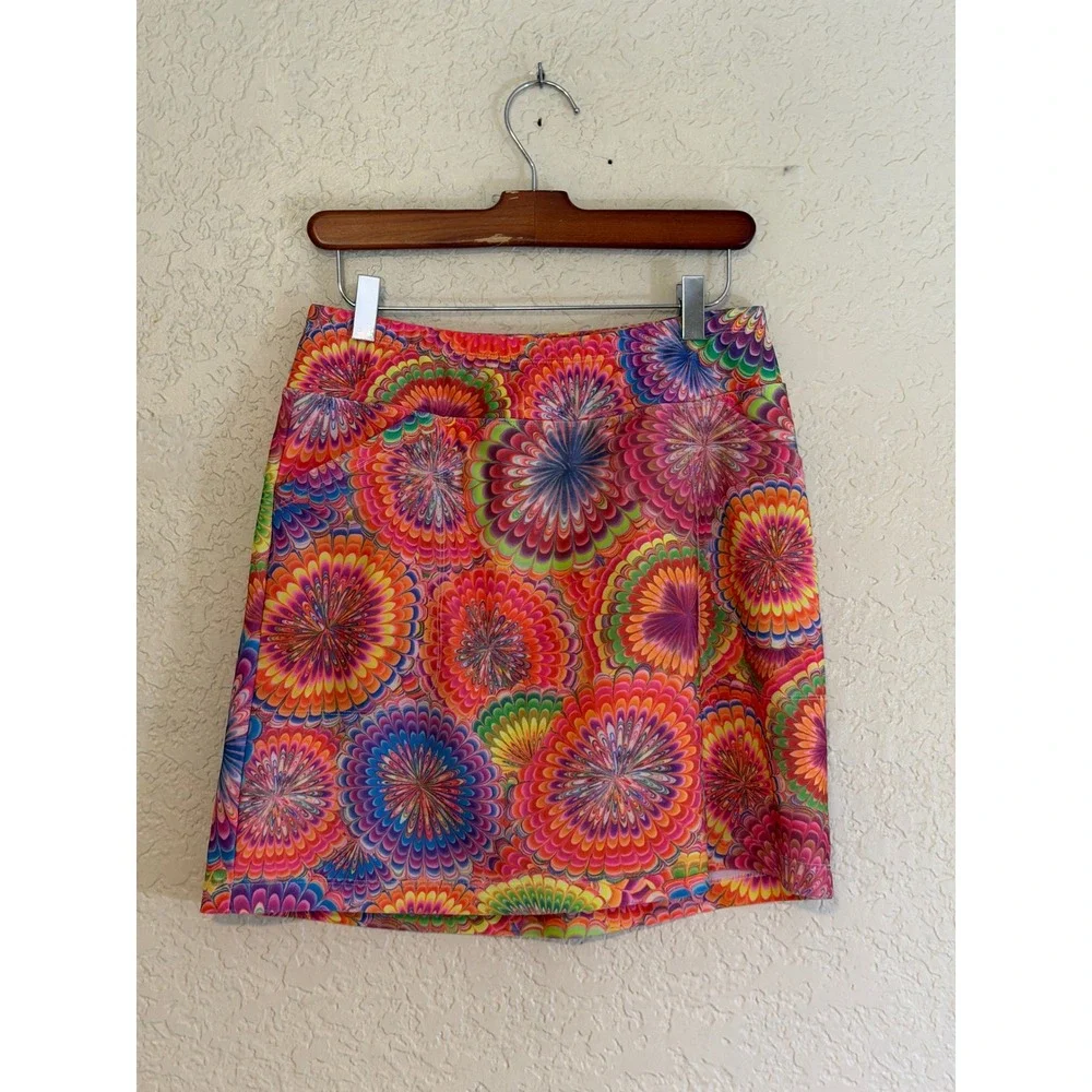 B Skinz Skort Womens M Multi Color Psychedelic Floral Athletic Golf Tennis